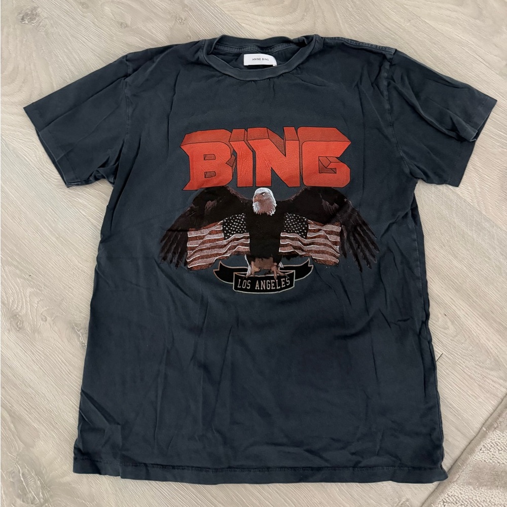 Anine Bing Black Graphic oversized tee tshirt XS